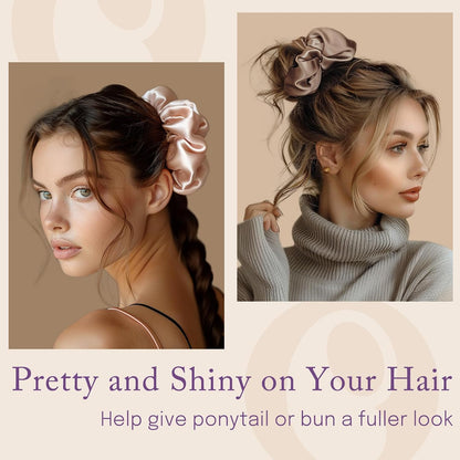 OLESILK Silk Scrunchies Oversized 100% Mulberry: Large for Women& Girls Long Thick Hair, Soft Smooth for No Damage Hair Care Sleeping