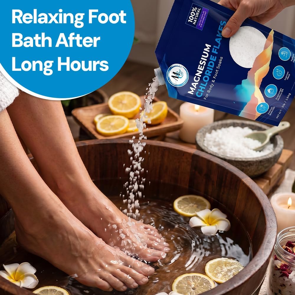 Dead Sea Magnesium Flakes Bath Salts for Soaking & Foot Soak - Natural Pure Chloride Supplement - Unscented Epsom Salt Alternative - Muscle Relief, Skin Nourishing & Better Sleep
