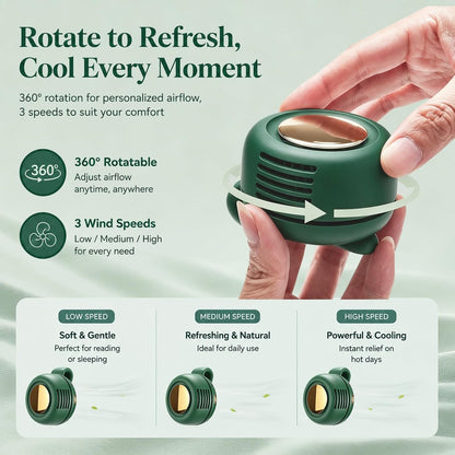 Portable Clip-On Fan, Mini Bladeless Waist Fan, 5100RPM 25dB Ultra-Quiet 3-Speed Rechargeable Small Whirlwind Fan, Hands-Free Personal Cooling for Outdoor Travel Office Camping with USB-C
