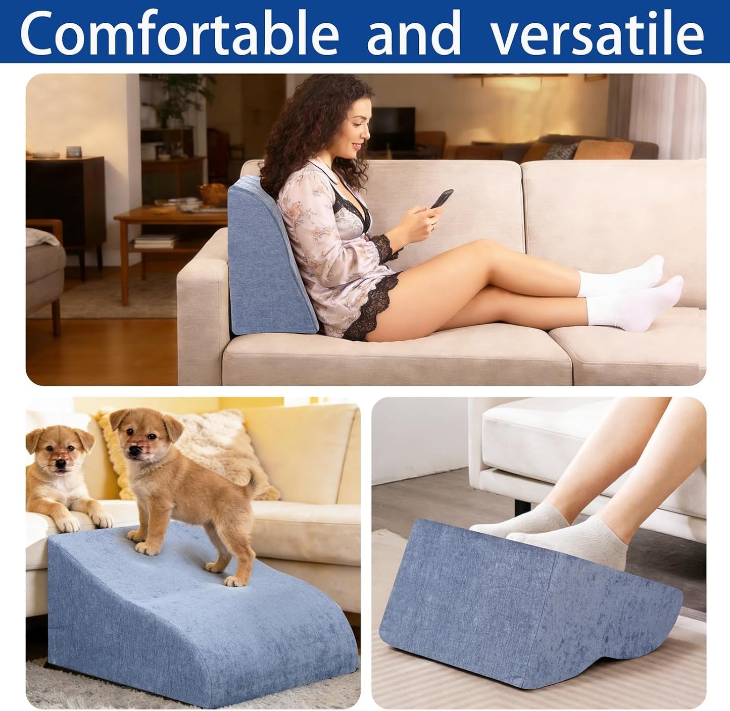 Foot Rest for Under Desk at Work, Ergonomic Under Desk Footrest with Washable Cover for Office, Home & Gaming Leg Elevation Pillow Black