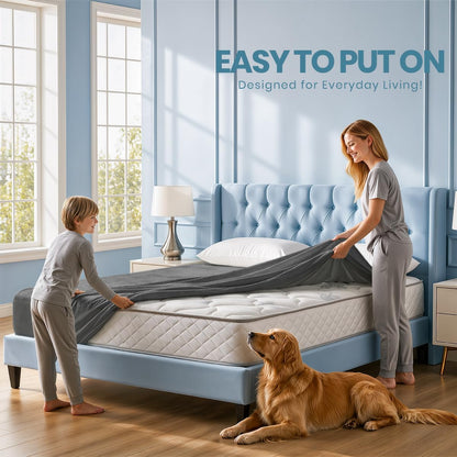 Queen Size Mattress Protector Waterproof, Premium 200 GSM Terry Mattress Cover, Soft & Breathable Bed Cover, Fitted Sheet Style Stretchable Deep Pockets 17" by Utopia Bedding (White)