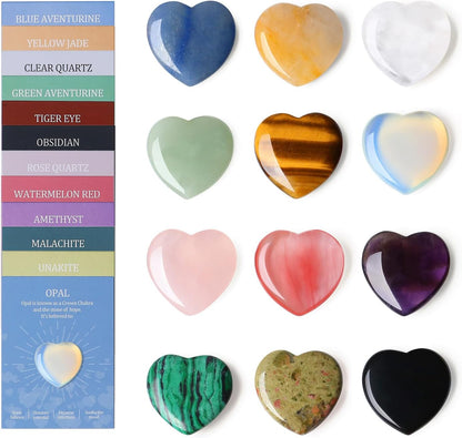 DUQGUHO Worry Stones for Anxiety, Meditation Reiki Relax Thumb Worry Stones, Crystals and Healing Stones Bulk 12PCS, Stress Relief Gifts for Women