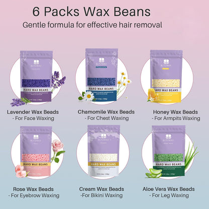 BLITZWAX Brazilian and Bikini Waxing Kit for Women, Hard Wax Warmer for Face, Legs and Body, At Home Hair Removal Kit, Beginner Friendly, Digital Fast Heating, 51 Wax Items