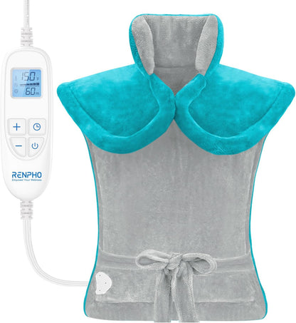 RENPHO Fathers Day Dad Gifts, Electric Heating Pad - 6 Heat Levels for Neck Shoulder and Back, Birthday Gifts for Women Men, Weighted Pad for Snug Fit, ETL Certified, FSA Eligible, 24"x33" Gray