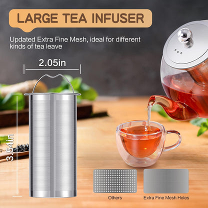 Glass Teapot, 1200ml (40oz) Tea Pot with Infuser for Loose Tea and Blooming Tea, Stovetop Safe Tea Kettle, Hand Crafted Borosilicate Glass Tea Maker with Scale Line, Tea Gift Set for Tea Lovers