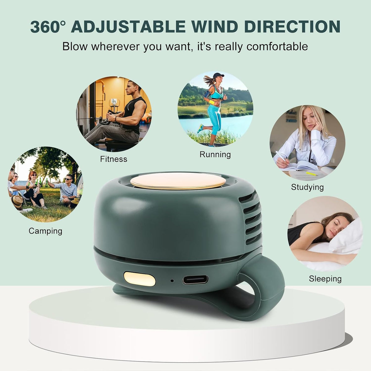 Portable Silent Mini Bladeless Fan Clip On, Small Fan Clip on for Shirt & Waist, Adjustable 3-Speed Suspended Whirlwind Fans, For Outdoor & Travel & Office, Travel Accessories, Gift (White)
