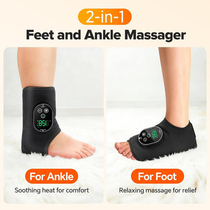 WoloyHeatie Cordless Foot Massager for Neuropathy, 3000mAh Rechargeable Ankle Heating Pad with Massage for Circulation, Foot Ankle Pain Relief Massager, Gray