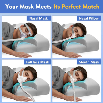 IKSTAR HSA/FSA Cooling CPAP Pillow for Side Sleepers - Sleep Apnea Pillow for CPAP User - Reduce Air Leak/Hose Tangle/Mask Pressure - Memory Foam Neck Support Nasal Pillows Side/Back/Stomach Sleeper