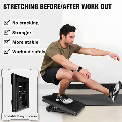 Steel Slant Board Calf Stretcher, 600 Lbs Weight Capacity 5-Level Adjustable Incline Board Squat Wedge Achilles Ankle Stretcher Non-Slip Surface for Squat, Fitness, Physical Therapy