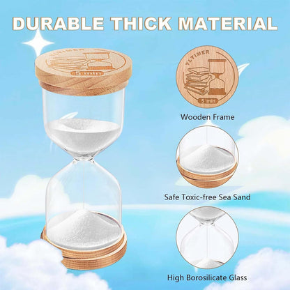1 Minute Sand Timer, Wooden Sand Hourglass, Small Blue Hourglass, Sandglass Clock 1 Min for Classroom,Game,Decorative (Black)