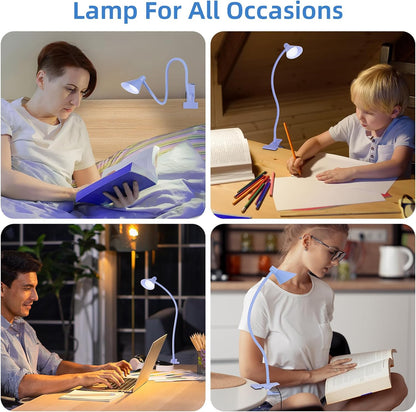 LiFMIRA Clip on Light USB Reading Light 3 Color Modes 10 Brightness Levels Eye Care Clamp Light Flexible Gooseneck Dimmable Reading Lamp Clip on Lamp for Bed Headboard Desk Bedside Dorm (Black)