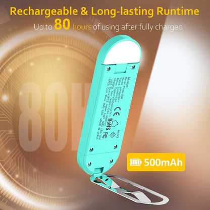Akomid USB Rechargeable Book Light for Reading in Bed, 8 LEDs Bookmark Style Clip on, Eye-Cared Amber Light Mode for Kids, Blue Light Blocking, Stepless Dimming,Khaki