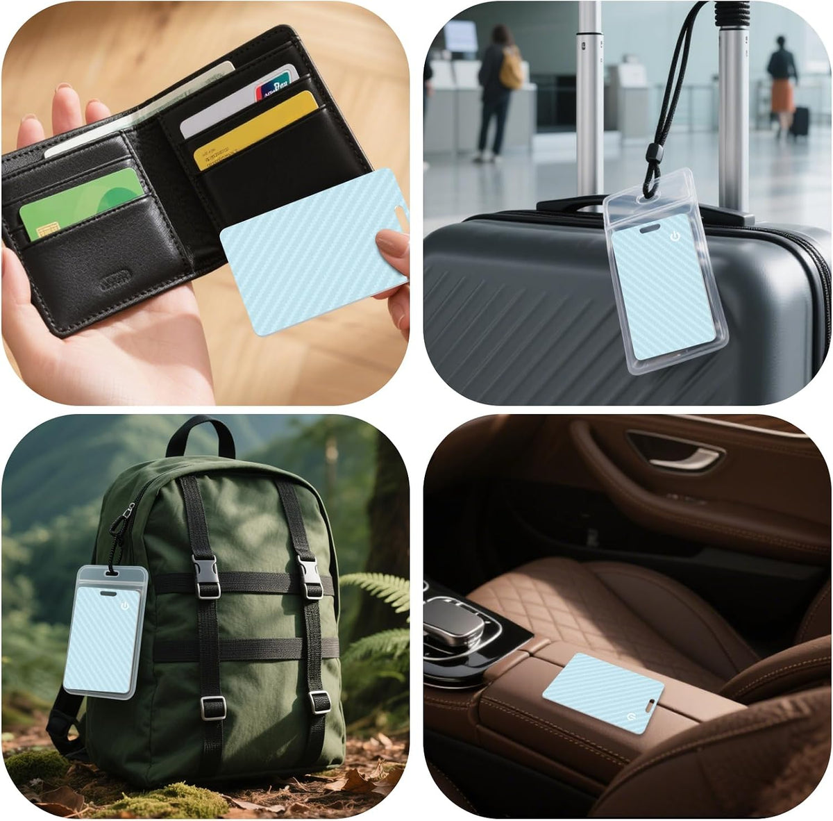 Wallet Tracker Card, Slim Rechargeable Bluetooth Item Locator, Smart Finder Compatible with Apple Find My for Wallet, Luggage, Passport, IP68 Waterproof (iOS Only) (Carbon Fiber Black)