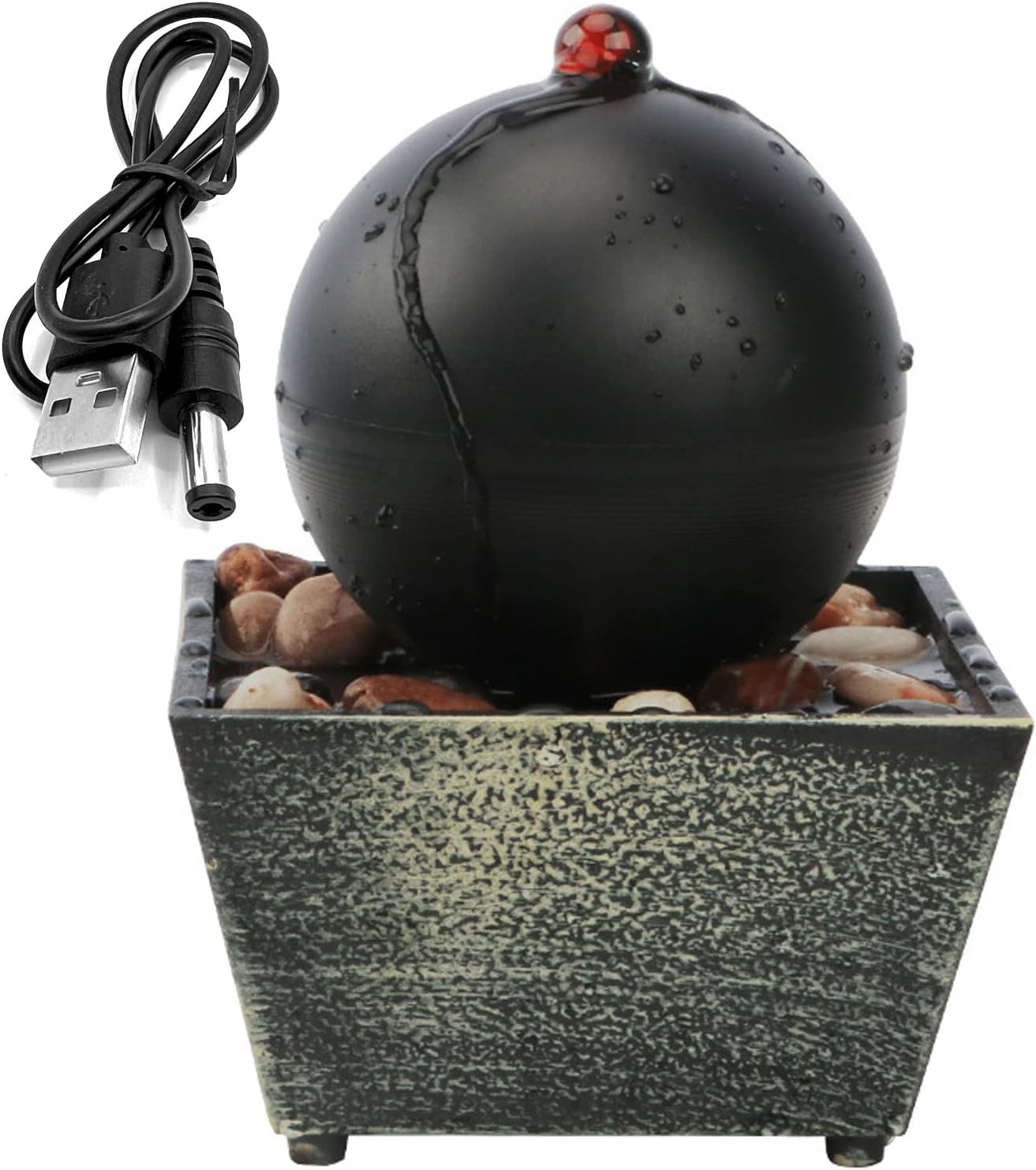 Tabletop Ball Fountain Waterfalls,Irregular Stone Water Fountain Indoor for Relaxation,Home/Office Decoration Meditiation Water Resin, House Warming Gifts New Home (#1)
