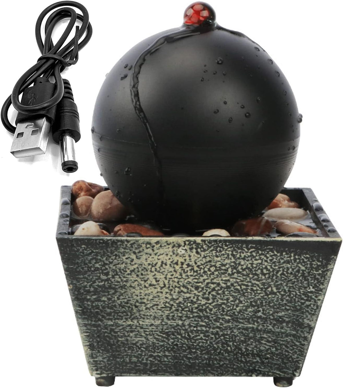 Tabletop Ball Fountain Waterfalls,Irregular Stone Water Fountain Indoor for Relaxation,Home/Office Decoration Meditiation Water Resin, House Warming Gifts New Home (#1)