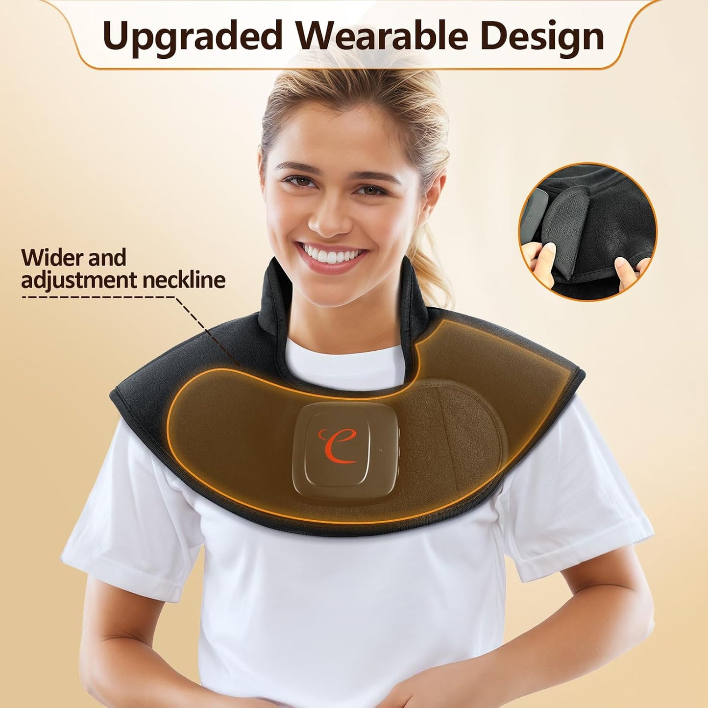 Comfytemp Cordless Heating Pad for Neck & Shoulder, 2.5 lb Weighted Rechargeable Heat Wrap, Electric Cervical Spine Heater with 3-8H of Battery Life, Mother's Day Birthday Gifts for Women Men Mom Dad