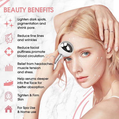 Ice Globes for Facials | Unbreakable Steel Cooling Roller | Cryo Sticks for Face | Massager for Face Neck & Eyes | Skin Care for Dark Circles, Puffiness, Wrinkles, Collagen Production (White)