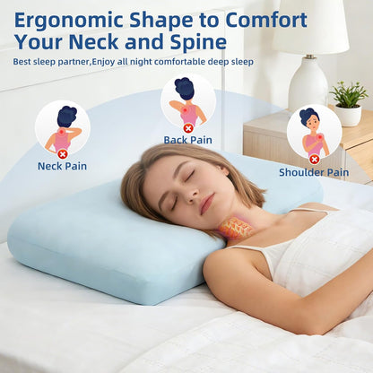 HIMOON Cooling Memory Foam Pillow, Bed Pillow for Sleeping, Standard Size, Breathable Memory Foam, Premium Support with Washable Cover for Back, Side and Stomach Sleepers (1 Pack)