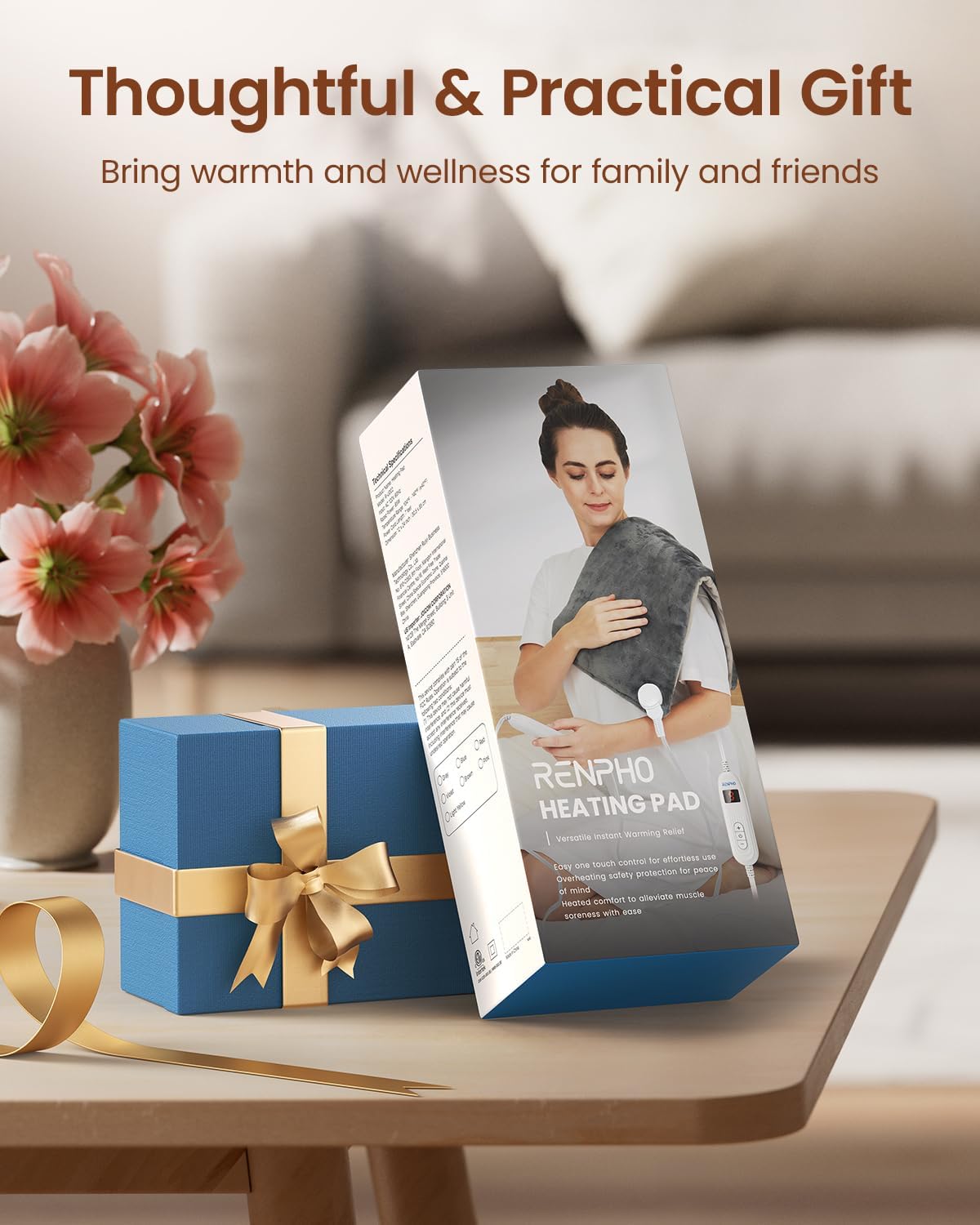 RENPHO Electric Heating Pad for Back with 10 Heat Levels