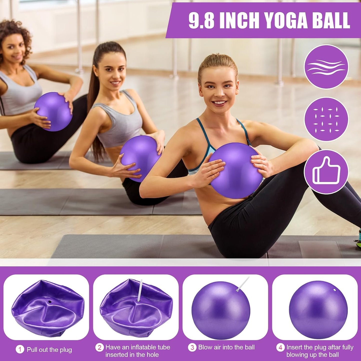 Silipull Pilates Ring Set for Women Exercise Equipment with 9 Inch Yoga Ball, Figure 8 Resistance Band, Sliding Disks, Yoga Bands Accessories Pilates Ring and Ball Set for Beginners Home Workouts