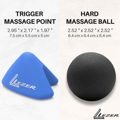 LEZER, Trigger Massage Point, Manual Massage Ball, Muscle Knots Relief Tool, Myofascial Release, Physical Therapy, Plantar Fasciitis, Set of 2 (Orange Trigger and Black Ball)