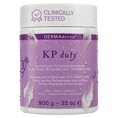 DERMAdoctor KP Bump Eraser Body Scrub with 10% AHAs + PHAs for Keratosis Pilaris, Dry, Rough, and Bumpy Skin, Dermatologist Formulated Exfoliating Body Scrub with Glycolic and Lactic acids - 8 Fl oz