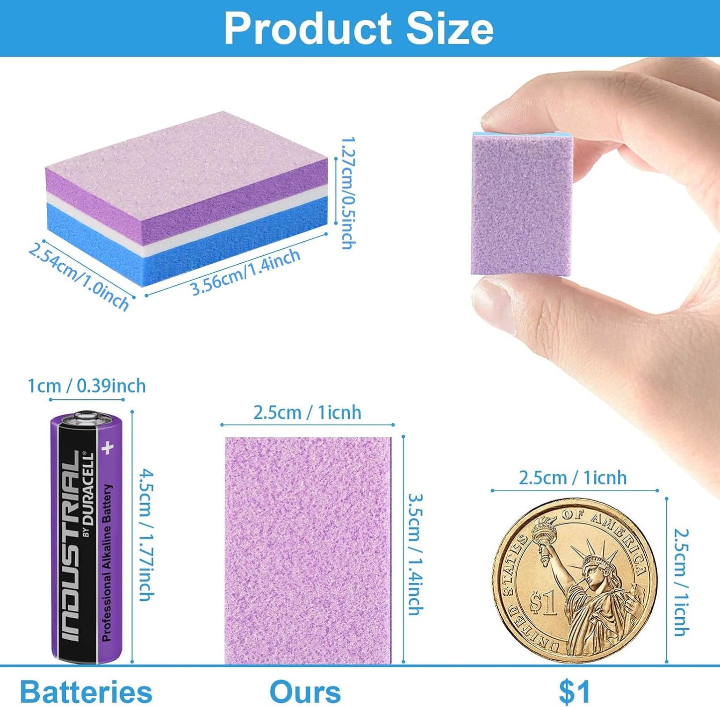 CGBE Nail Buffer (50 Pack), Buffer Block Nail File 100/180 Grit, Mini Nail Buffers Block Sponge Double Sided Nail File for Acrylic Nails Manicure Tools (Pink-Purple)