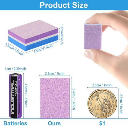 CGBE Nail Buffer (50 Pack), Buffer Block Nail File 100/180 Grit, Mini Nail Buffers Block Sponge Double Sided Nail File for Acrylic Nails Manicure Tools (Pink-Purple)