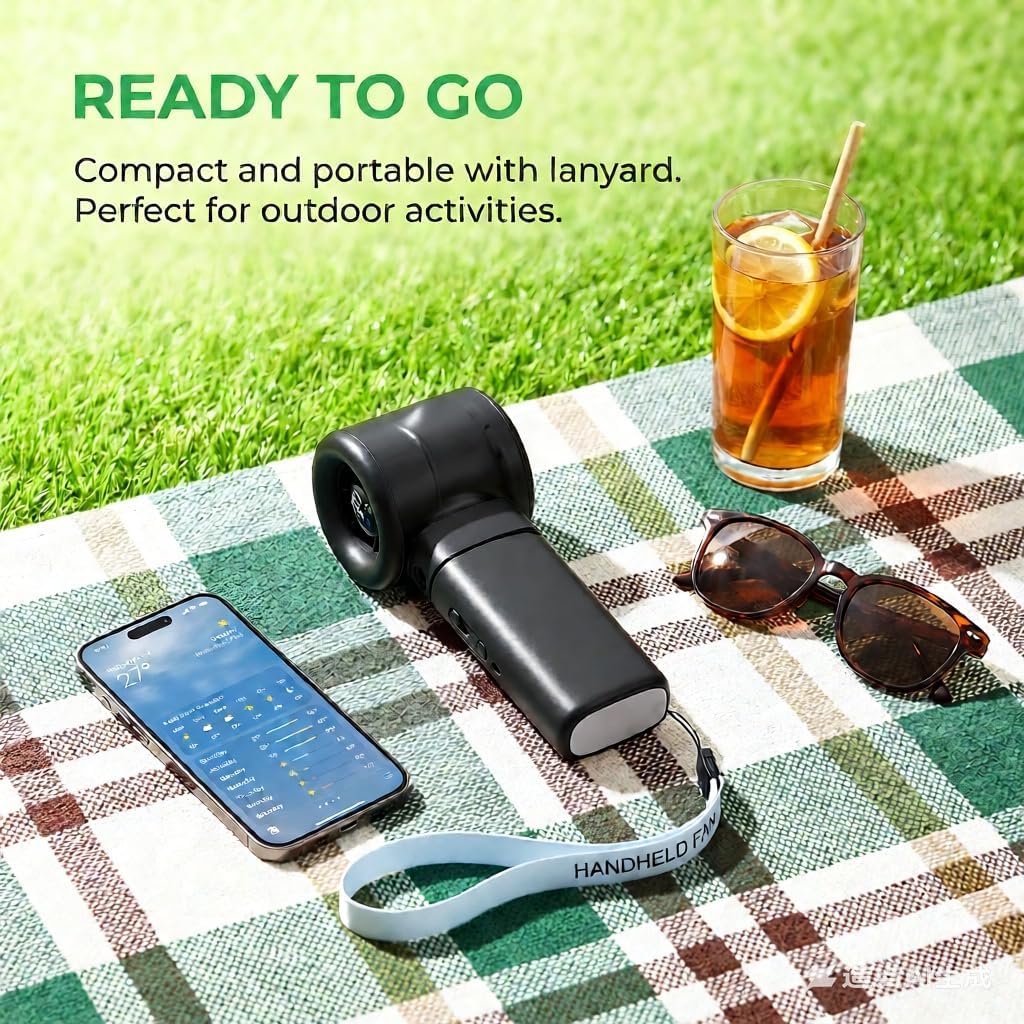 Handheld Turbo Misting Fan with LED Display & Safety Lock