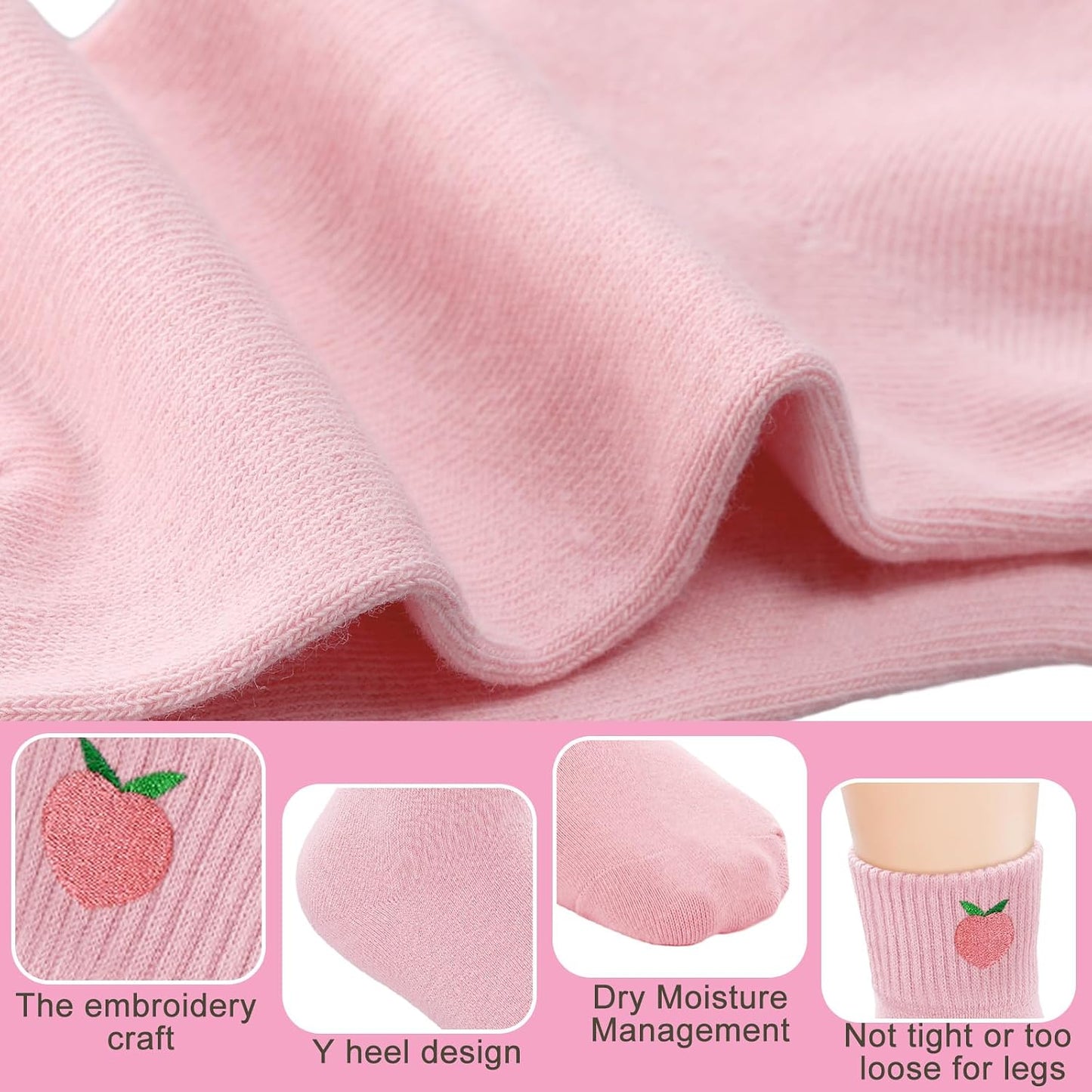 Eurzom 10 Pairs Socks Womens Crew Elastic Ankle Length Cotton Socks Aesthetic Cute Lightweight Low Cut Gifts for Women - Colors B