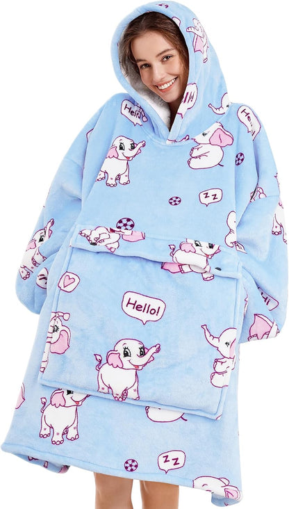 Narecte Cozy Oversized Blanket Hoodie Wearable Blanket Adults Soft Hooded Blanket Hoodie Birthday Gifts for Women Christmas - Colors B