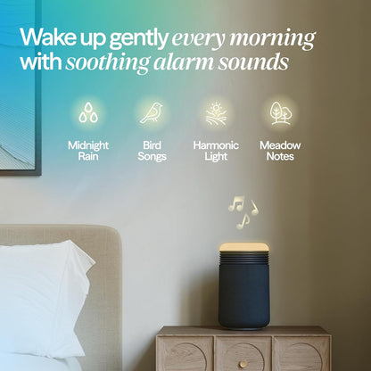 BLUEAIR Air Purifier & Sunrise Alarm Clock for Bedroom, Nursery – HEPASilent™, Wake-Up Light, White Noise & Soothing Sounds for Natural Sleep, USB-C, Mini Restful