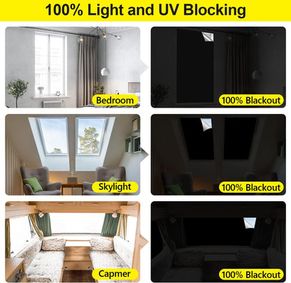 FADOTY 100% Blackout Curtains, 57"x 118" Portable Black Out Window Cover