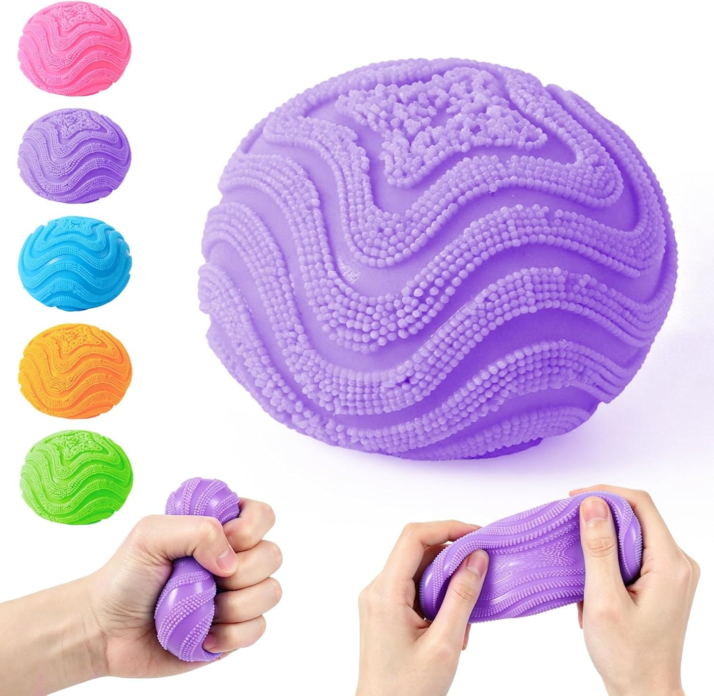 Fuzz Ball, Squishy Stress Ball, Soft Fidget Toy for Anxiety Relief, Fuzz Stress Ball, Sensory Squishy Ball Calming Tactile Grip for Focus & Relaxation (Purple)