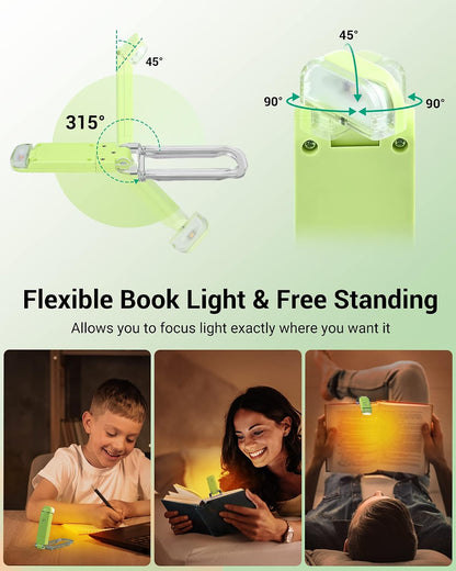 DEWENWILS Book Reading Light, Amber Warm Clip On LED with 3 Adjustable Brightness for Eye Protection, Rechargeable USB, Perfect for Bookworms, Kids (White)