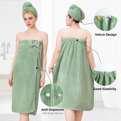 Towel Wrap for Women, Women'S Soft Wrap Towel Full Length，Bath Robe After Shower Female Plush Long，Spa Bathrobes Lightweight