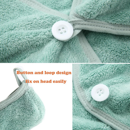 M-bestl 2 Pack Microfiber Hair Towel Wrap,Hair Drying Towel with Button,Quick Dry Hair Towel Turban for Women,Absorbent Anti-frizz Head Towel for Long Thick Curly Hair(Pink&Beige)