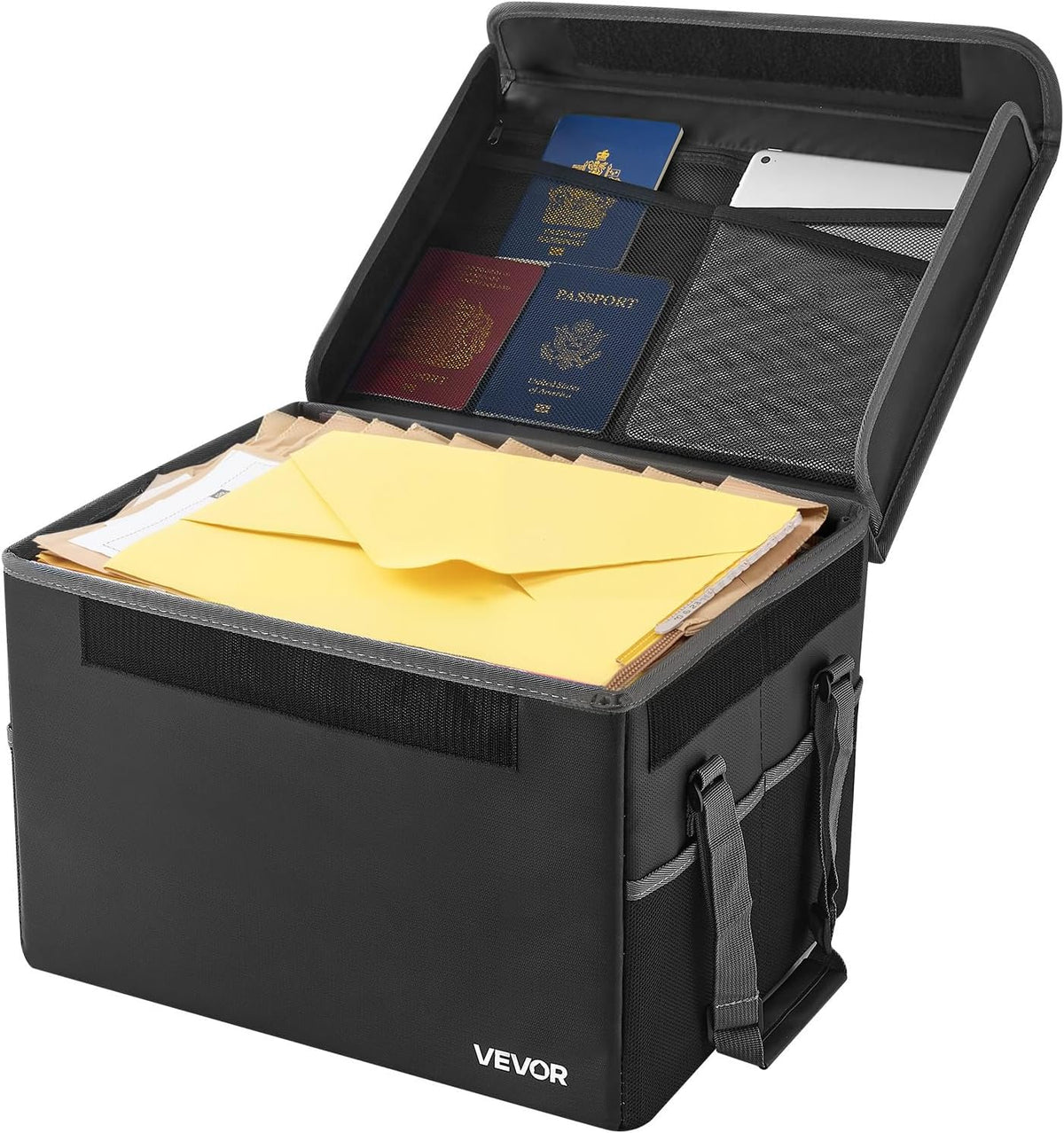 VEVOR Fireproof Document Bag, 1832 ℉ Heat Insulated Fireproof & Waterproof Bag, Portable Multi-Layer File Storage Security Organizer Home Office Travel Use, for Passports, Important Documents, Files
