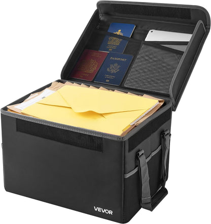 VEVOR Fireproof Document Bag, 1832 ℉ Heat Insulated Fireproof & Waterproof Bag, Portable Multi-Layer File Storage Security Organizer Home Office Travel Use, for Passports, Important Documents, Files