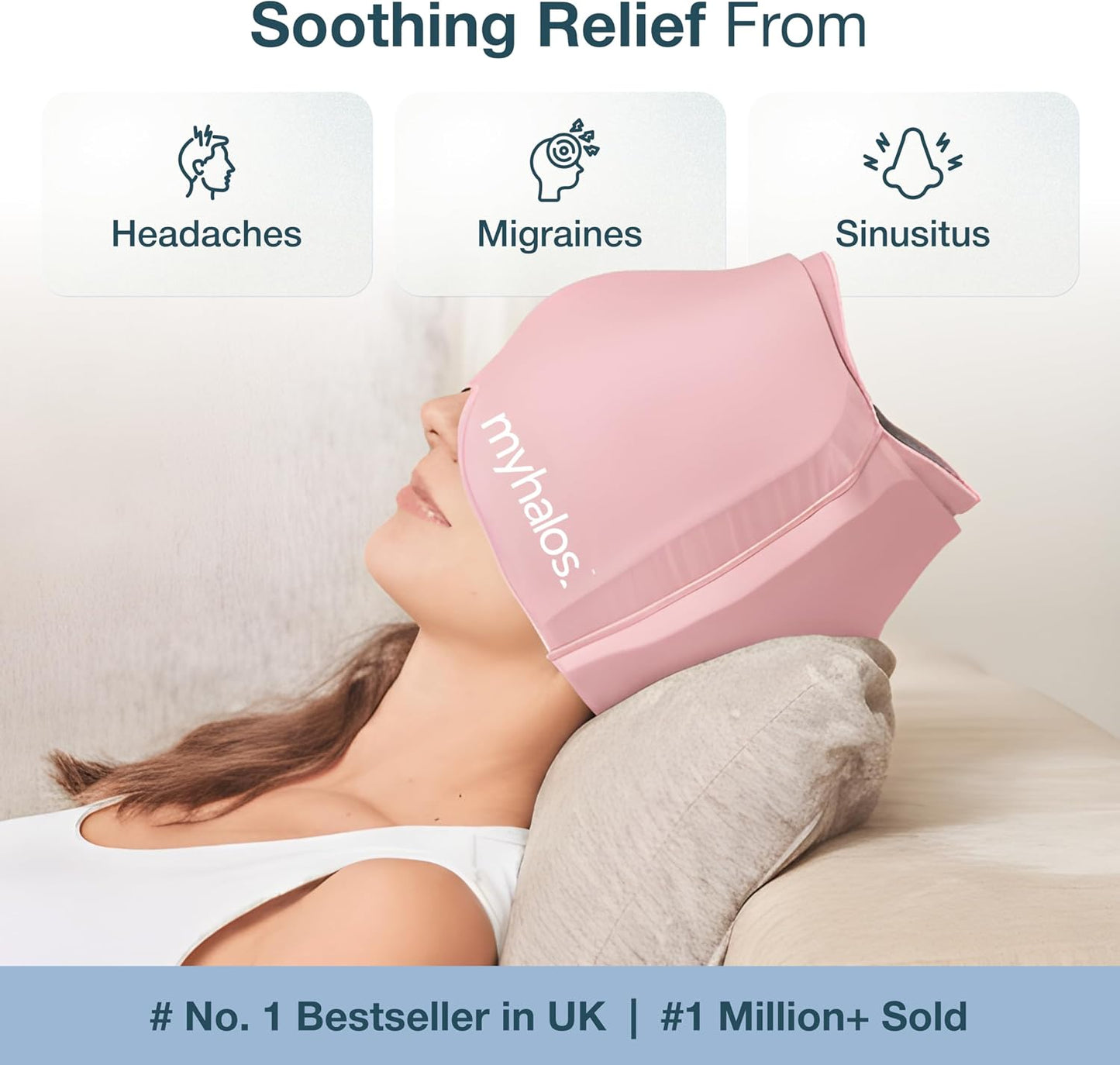 Myhalos® Migraine Relief Cap, Ice Hat for Migraines, Headache Relief Cap, 30% More Gel, Hot & Cold Therapy Head Ice Pack, Cooling Headache Hat, Tension Wrap, Hangover Cap, Ice Face Mask, FSA|HSA