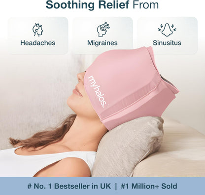 Myhalos® Migraine Relief Cap, Ice Hat for Migraines, Headache Relief Cap, 30% More Gel, Hot & Cold Therapy Head Ice Pack, Cooling Headache Hat, Tension Wrap, Hangover Cap, Ice Face Mask, FSA|HSA