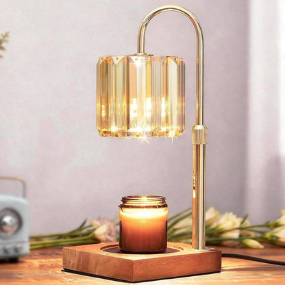 Yuichoy Candle Warmer Lamp with Timer, Dimmable Electric Candle Wamer Adjustable Height, Gifts for Women Mom, Glass Modern Candles Melter Lamp, Black