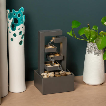 Desktop Waterfall Fountain Small- 9.65" Relaxation Tabletop Fountain with Soothing Sound for Office & Home Decor - Desktop Water Fountain Feature with Natural Stones
