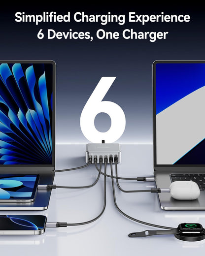 Rocoren 480W GaN 10‑Port Charging Station, PD 100W Fast USB‑C Charger Hub