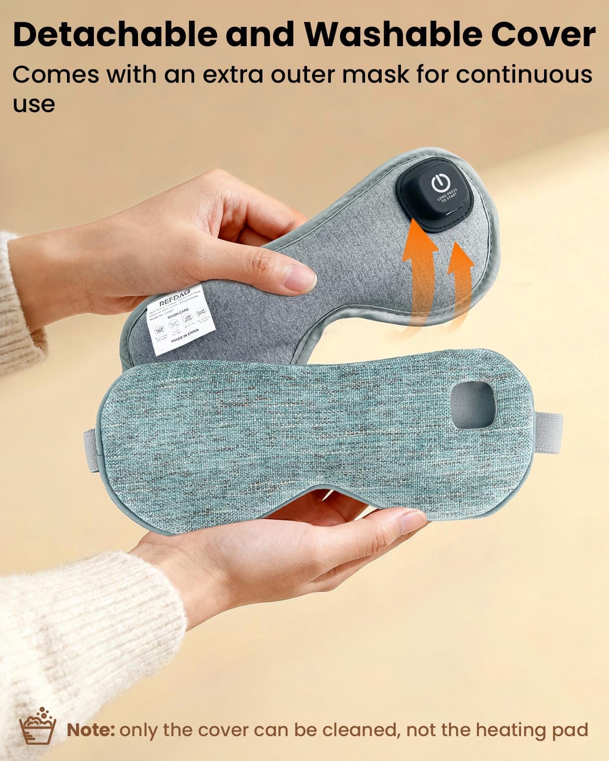 Cordless Heated Eye Mask with 1500mAh Large Battery, 4 Heat Levels & 100% Blackout for Dry Eyes Relief, Fast Heating Eye Heating Pad with 2 Washable Covers for Sleep, Travel, MGD, Blepharitis