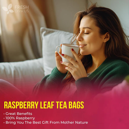 FreshDrinkUS, Premium Raspberry Leaf Tea, Pure, Caffeine Free