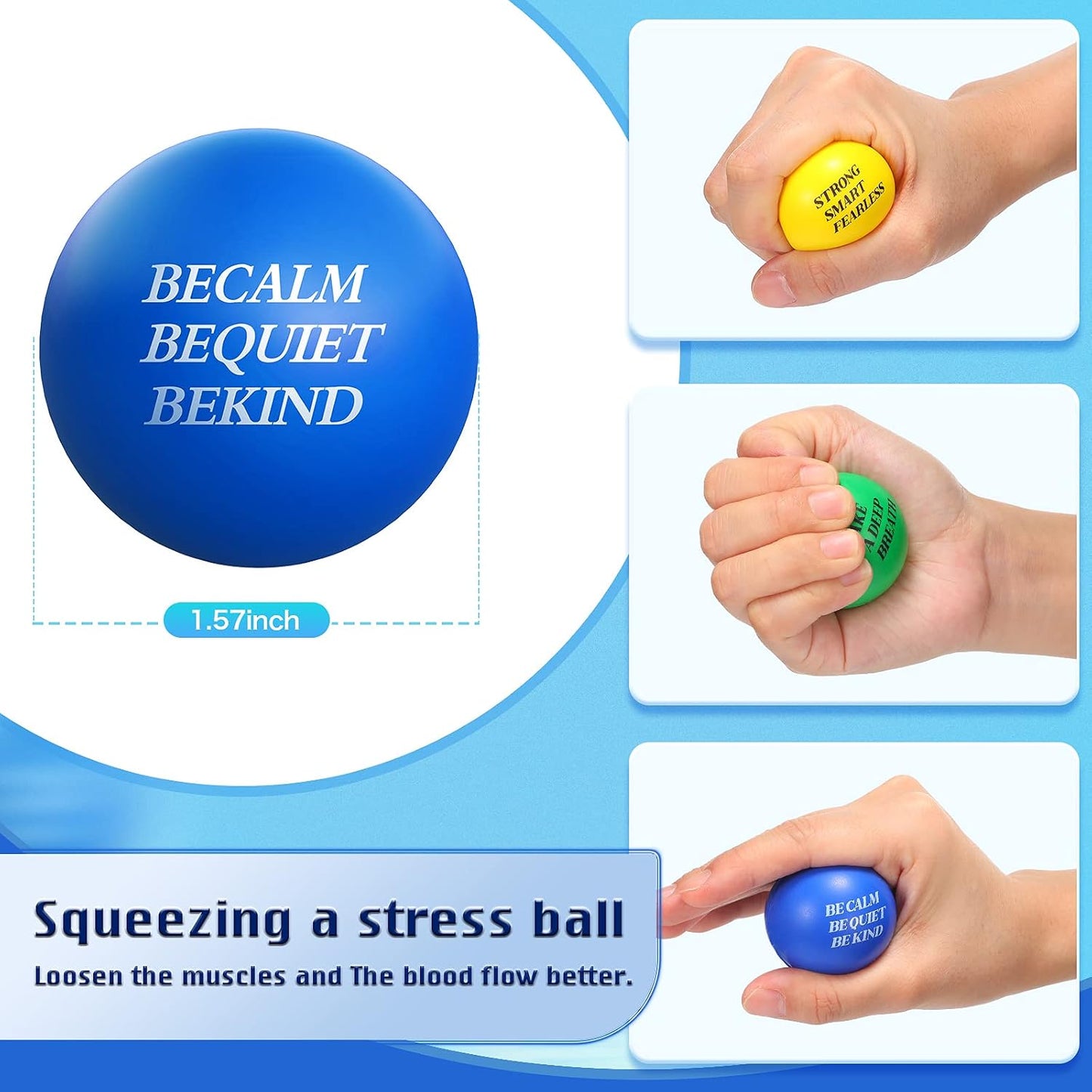 Sotiff 100 Pcs Stress Balls Bulk for Adults Colorful Foam Stress Relief Gift Toys with Motivational Quotes Squeeze Balls for Office Relief Employee Appreciation (Ten Colors,Inspirational)