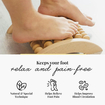 tuuli Wooden Foot Massager, Grooved Muscle Roller, Helps Ease Muscle Tension and Improve Blood Circulation, Natural Wood Therapy Massage Tools for Feet (M)
