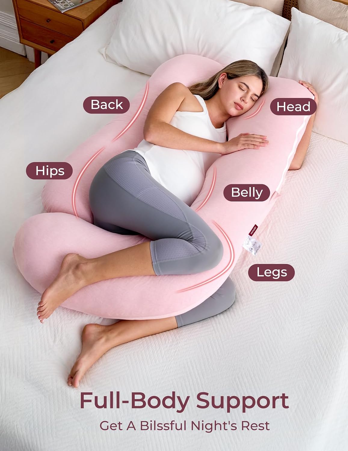 Momcozy Cooling Pregnancy Pillow - U Shaped Full Body Maternity Pillow