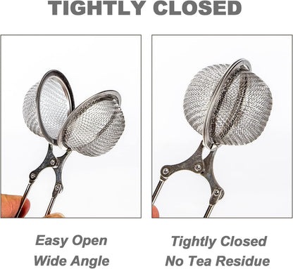 Snap Ball Tea Strainer, Exptolii 3 Pack Stainless Steel Tea Infuser Filter with Handle for Loose Leaf Tea, Spices, Seasonings